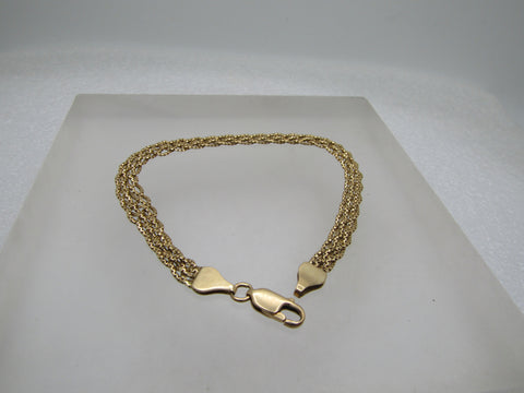 Vintage 14kt Braided Bracelet, 7.5", Signed RVI, 5mm, Box Link