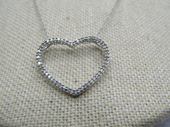 Vintage 10kt Diamond Heart Necklace in Hinged Heart Trinket Box, 19"