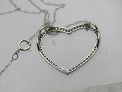 Vintage 10kt Diamond Heart Necklace in Hinged Heart Trinket Box, 19"