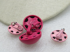 Vintage  2 Pair Enameled Pink Clip Earrings, 1" and 3/4", Mid-Century.