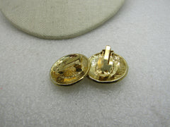 Vintage Faux Tortoiseshell Clip Earrings, Gold Tone, 1980's. 1-1/8"