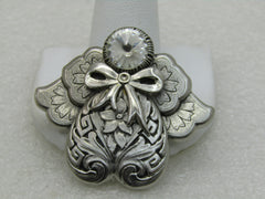 Vintage Angel Brooch, Hand Signed Jane, Hearts & Flowers 1.75"