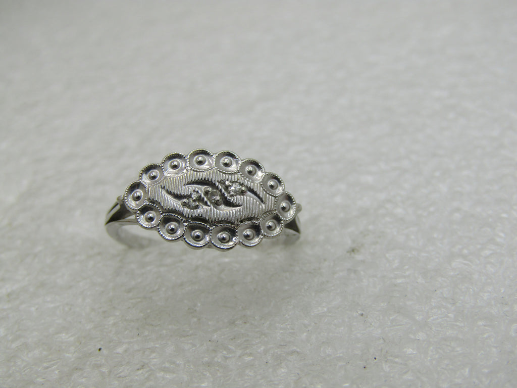 Vintage 14kt White Gold Art Deco Ring, Sz. 7, Signed WH, 2.45 Gr.