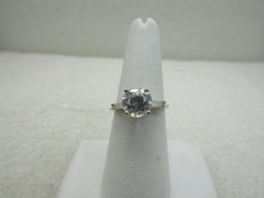 14kt CZ Engagement Ring, with Baguettes, Diamonique, 2.5+ TCW, Sz. 8, 3.42 Gr.