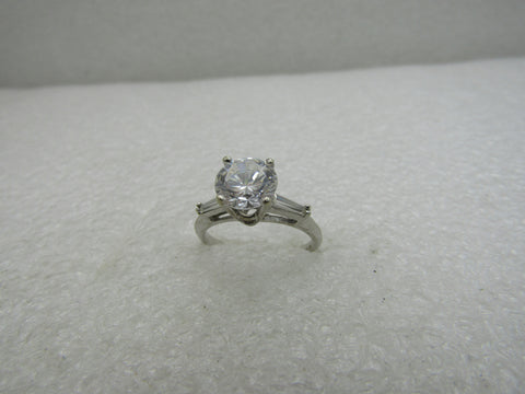 14kt CZ Engagement Ring, with Baguettes, Diamonique, 2.5+ TCW, Sz. 8, 3.42 Gr.