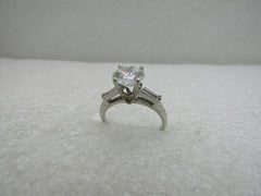 14kt CZ Engagement Ring, with Baguettes, Diamonique, 2.5+ TCW, Sz. 8, 3.42 Gr.
