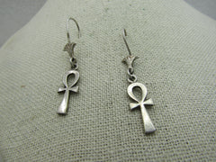 Vintage Sterling Silver Ankh Earrings, Pierced, 2"