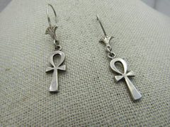 Vintage Sterling Silver Ankh Earrings, Pierced, 2"