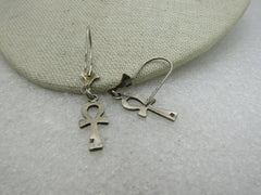 Vintage Sterling Silver Ankh Earrings, Pierced, 2"