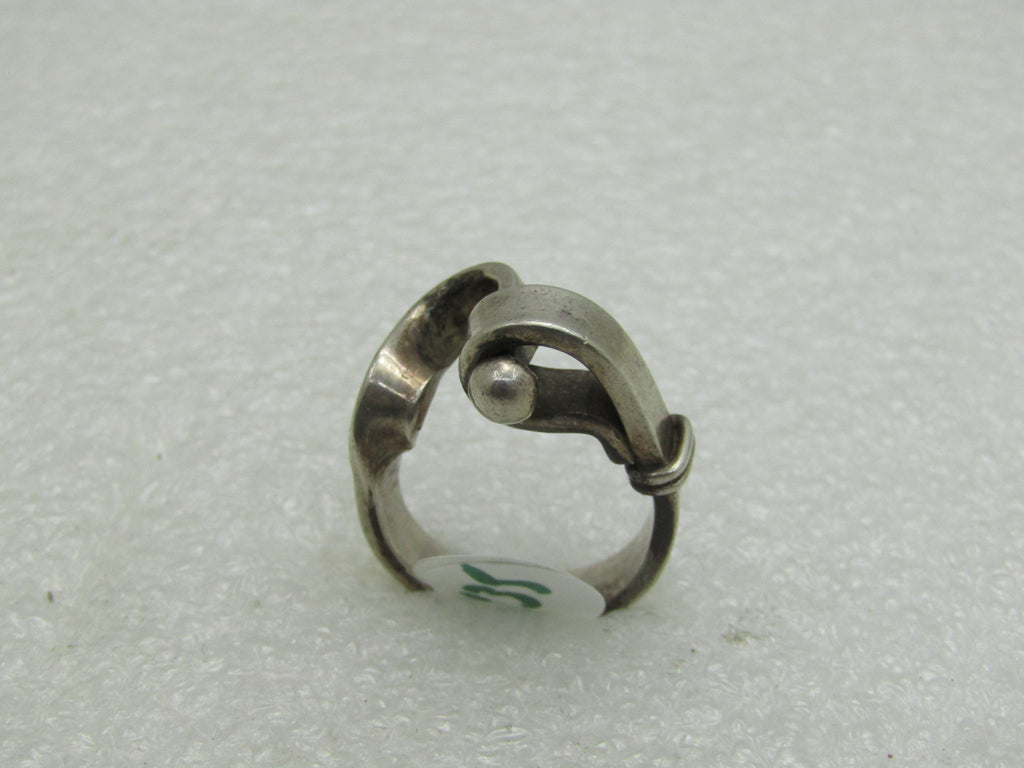 Vintage Sterling Silver Modernist Belt  Ring, Sz. 7, Unisex, Unique