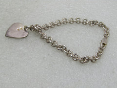 Vintage Sterling Silver Single Heart Charm Bracelet, 7", 18.81 gr.
