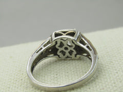 Vintage 10kt Moissanite/White Sapphire Halo Ring, Sz. 7, Signed JWBR