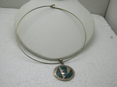 Vintage Taxco Mexico Turquoise Chip Pendant on 15" Collar Necklace