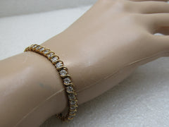 Sterling Gold Vermeil CZ Tennis Bracelet, 7.5", 8+ TCW