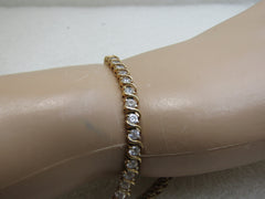 Sterling Gold Vermeil CZ Tennis Bracelet, 7.5", 8+ TCW