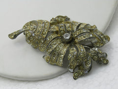 Vintage 1930's Art Deco Rhinestone Brooch, Pot Metal, 3"