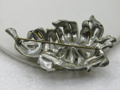 Vintage 1930's Art Deco Rhinestone Brooch, Pot Metal, 3"