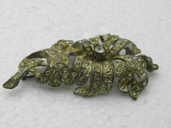 Vintage 1930's Art Deco Rhinestone Brooch, Pot Metal, 3"