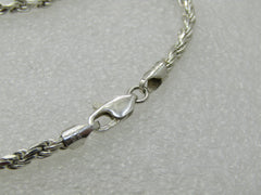 Vintage Sterling Silver 7" Rope Bracelet, 2.2mm wide, twisted rope.
