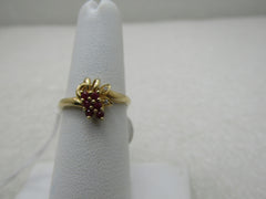 Vintage 10kt Red Spinel & Diamond Ring, Sz. 6.5, Floral Design
