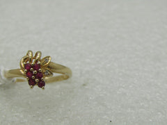 Vintage 10kt Red Spinel & Diamond Ring, Sz. 6.5, Floral Design
