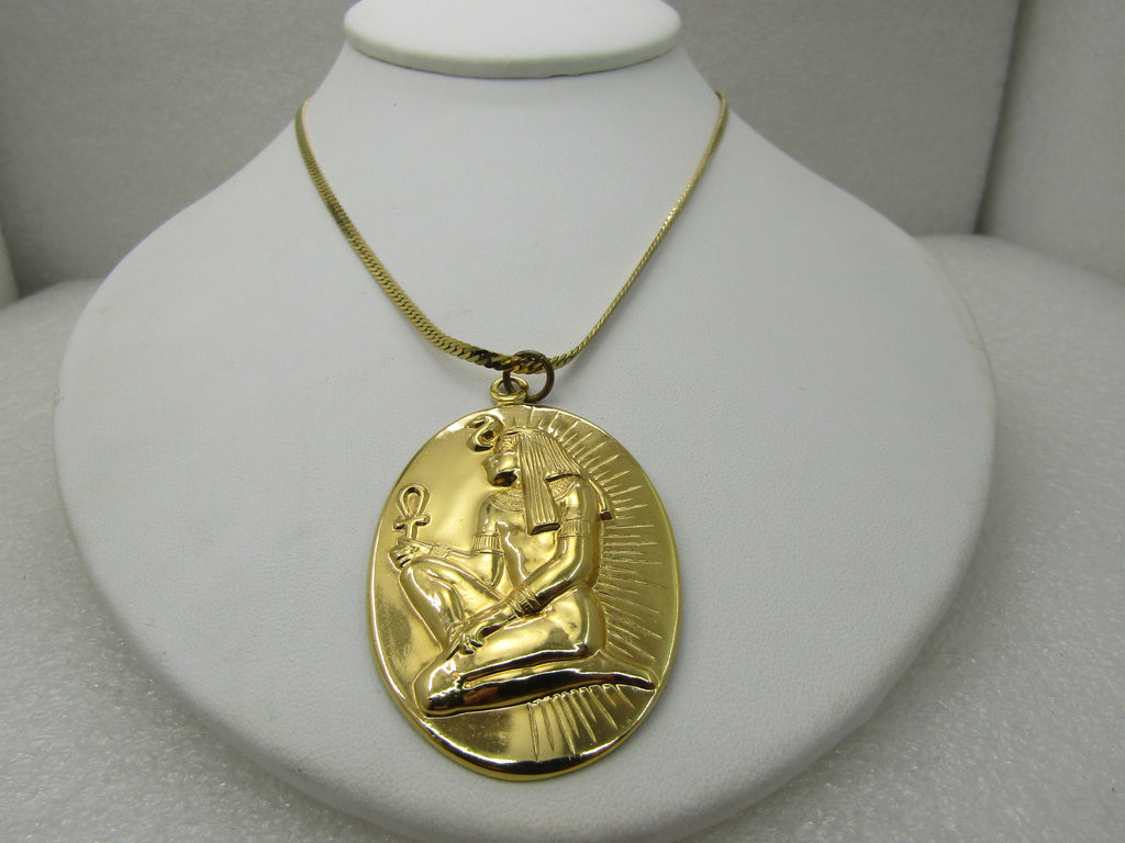 Vintage Egyptian With Ankh Pendant on  Monet, 24" Herringbone Chain