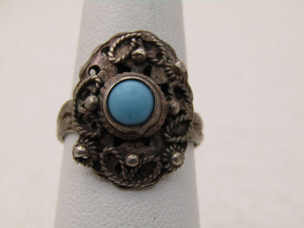Vintage Southwestern Sterling Turquoise Ring, Sz. 7