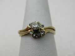 Vintage 18kt Diamond Wedding Set, Size 8.5, Appx. .33 TCW, Halo.