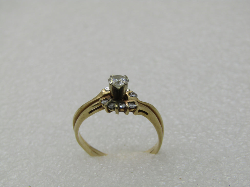Vintage 18kt Diamond Wedding Set, Size 8.5, Appx. .33 TCW, Halo.