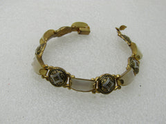 Vintage Damascene Mother-of-Pearl Bracelet, 7", 6.5-11mm wide