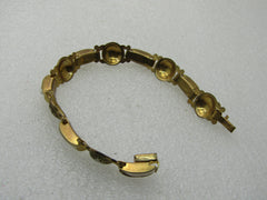 Vintage Damascene Mother-of-Pearl Bracelet, 7", 6.5-11mm wide