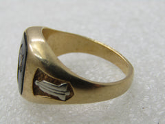 Vintage 14kt Onyx Masonic Ring, Sz. 8, 7.05 Gr. Two-Tone Gold