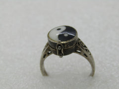 Vintage Sterling Yin Yang Poison Ring, Unisex, Sz. 9.5, 1960's-1980's - BOHO