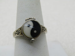 Vintage Sterling Yin Yang Poison Ring, Unisex, Sz. 9.5, 1960's-1980's - BOHO