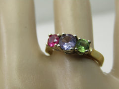 Vintage 14kt Sapphire, Ruby, Tourmaline Ring, Sz. 7.5