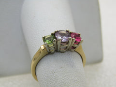 Vintage 14kt Sapphire, Ruby, Tourmaline Ring, Sz. 7.5