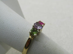 Vintage 14kt Sapphire, Ruby, Tourmaline Ring, Sz. 7.5