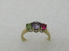 Vintage 14kt Sapphire, Ruby, Tourmaline Ring, Sz. 7.5