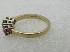 Vintage 14kt Sapphire, Ruby, Tourmaline Ring, Sz. 7.5