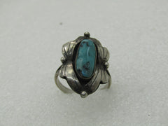 Vintage Sterling Southwestern Turquoise Ring, Sz. 8.5, Appx. 4.40 Gr.