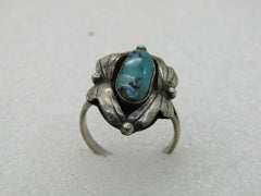Vintage Sterling Southwestern Turquoise Ring, Sz. 8.5, Appx. 4.40 Gr.
