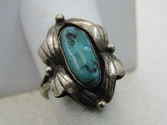 Vintage Sterling Southwestern Turquoise Ring, Sz. 8.5, Appx. 4.40 Gr.