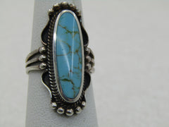 Sterling Silver Southwestern Faux Turquoise Ring, Sz. 6,