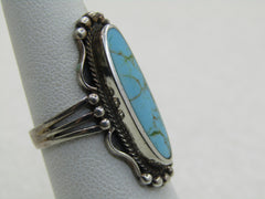 Sterling Silver Southwestern Faux Turquoise Ring, Sz. 6,