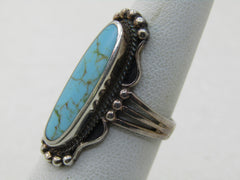 Sterling Silver Southwestern Faux Turquoise Ring, Sz. 6,