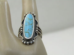 Sterling Silver Southwestern Faux Turquoise Ring, Sz. 6,