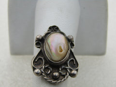 Vintage Sterling Southwestern MOP Ring, Sz. 6, Scrolled