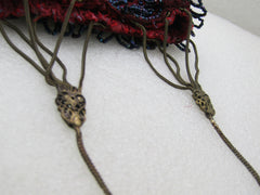 Antique Beaded Purse, Brass Wheatlink Strap, Tassel