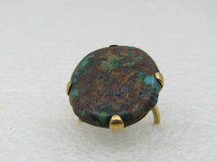 Vintage Southwestern 18kt & Sterling Gold Boulder Turquoise Ring, Sz. 5.5, 25+TCW.