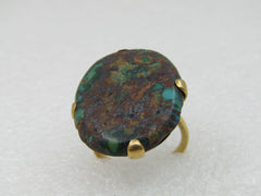 Vintage Southwestern 18kt & Sterling Gold Boulder Turquoise Ring, Sz. 5.5, 25+TCW.